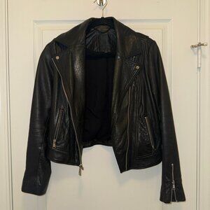 Andrew Marc Size MBlack Genuine Leather Moto Jacket – Classic Biker Style